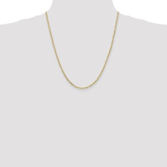2.2mm, 10k Yellow Gold, Solid Concave Figaro Chain Necklace, 22 Inch - Picture 2 of 8